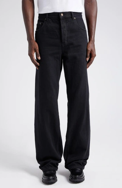 Saint Laurent Distressed Extreme Baggy Wide Leg Jeans In Black