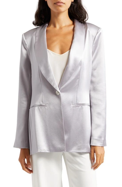 Retroféte Iver Satin Blazer In Mink Grey