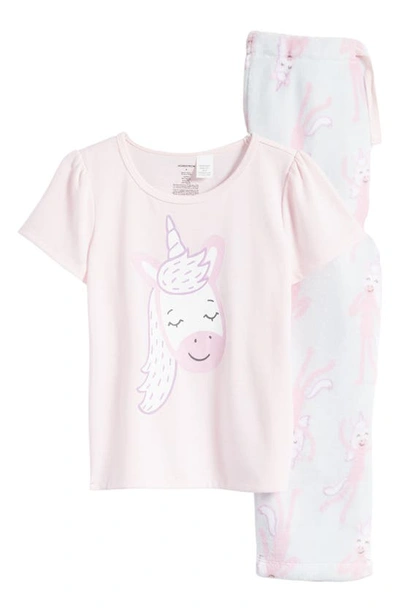 Nordstrom Kids' Slumberkins Two-piece Pajamas In Pink Delicacy- Teal Unicorn