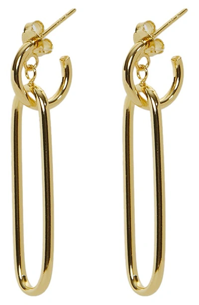 Argento Vivo Sterling Silver Link Drop Huggie Hoop Earrings In Gold