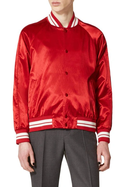 Valentino Viscose Bomber Jacket With Maison  Print In Red