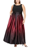 Sl Fashions Ombre Satin Bow Sash Gown In Fig