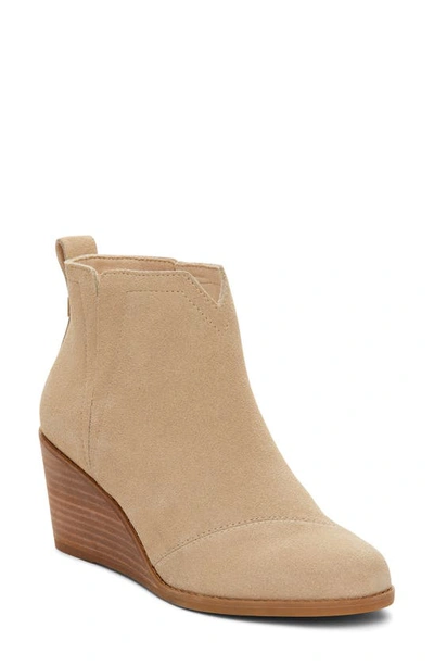 Toms Clare Wedge Bootie In Oatmeal Suede