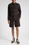 Rick Owens Cotton Work Shirt In Dark Dust Plaid