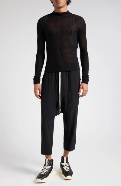 Rick Owens Harness Ribbed-panel Wool Sweater In Black