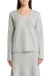 Nordstrom Signature Wool Blend Long Sleeve Sweater In Grey Light Heather