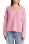 Nordstrom Signature Wool Blend Long Sleeve Sweater In Pink Glow Heather