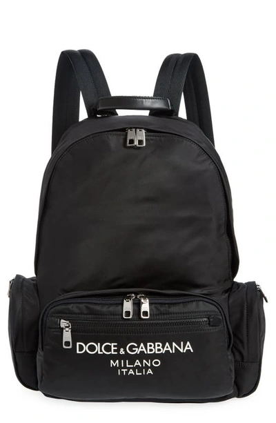 Dolce & Gabbana Logo Backpack In Black/ Blac