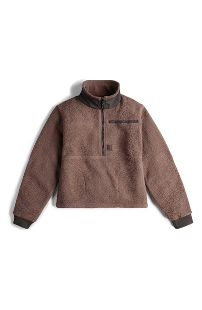 Topo Designs Mountain Faux Shearling Fleece Quarter Zip Jacket In Peppercorn/ Charcoal