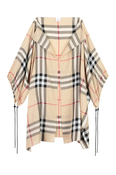 Burberry Check Cotton Cape In Archive Beige