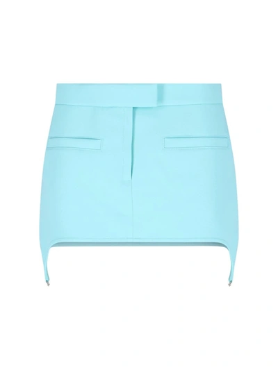 Courrèges Twill Suspender Mini Skirt In Blue