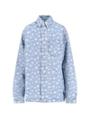 Erl Star-pattern Cotton Denim Shirt In Blue