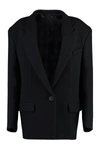 Attico Glen Oversized Blazer In Stretch Wool In Black