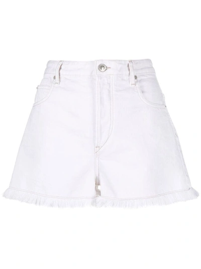 Isabel Marant Étoile High-waisted Frayed Denim Shorts In White