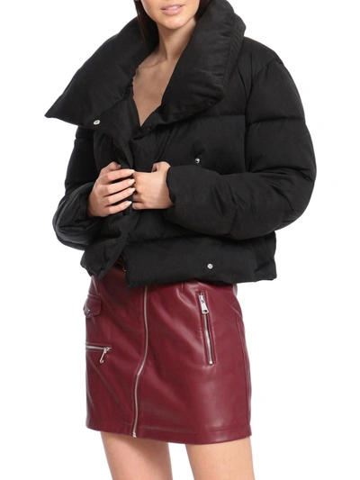 Avec Les Filles Womens Quilted Cold Weather Puffer Jacket In Black