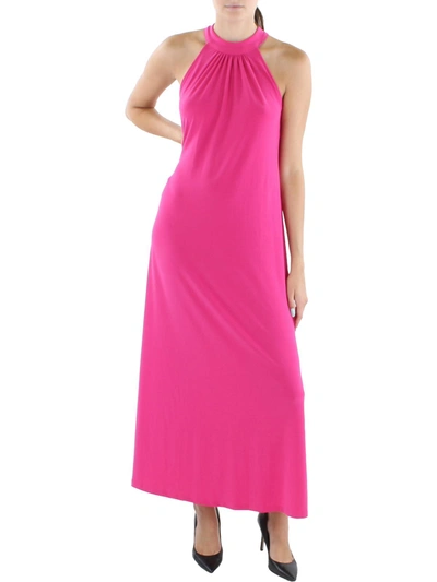 Bar Iii Womens Halter Side Slit Maxi Dress In Pink