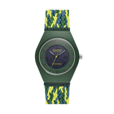 Skagen Men's Three-hand Quartz Samso Series Multicolor Nylon Watch 37mm In Black / Green / Yellow