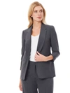 Jones New York Three Quarter Sleeve Blazer In Grey