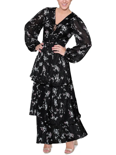 Rachel Rachel Roy Monroe Womens Metallic Long Maxi Dress In Black