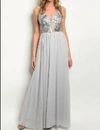 Soieblu Embroidered Grey Boho Maxi Dress In Grey