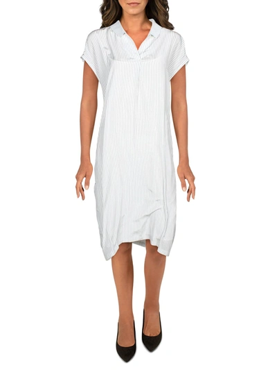 Eileen Fisher Womens Silk Striped Shirtdress In White