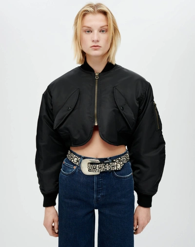 Re/done Cropped Bomber Jacket In Xs