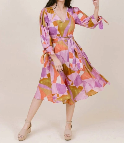 Laroque Davis Dress In Pink Art Deco In Multi