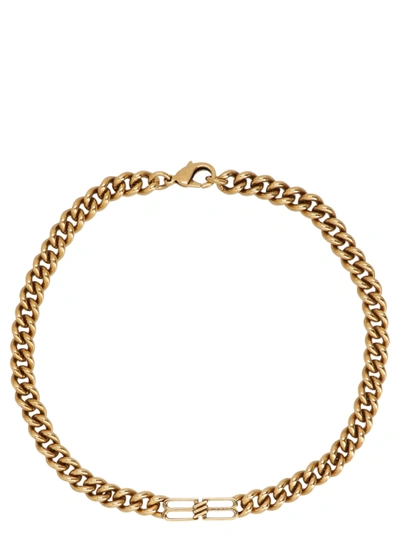 Balenciaga Bb-icon Curb Chain Necklace In 金色