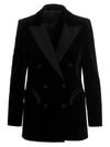 Blazé Milano Blaze Milano Everyday Double-breasted Velvet Blazer In Black