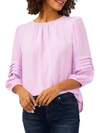 VINCE CAMUTO WOMENS PLEATED CREWNECK BLOUSE