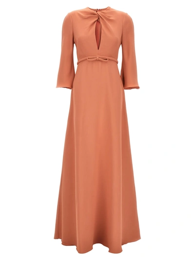 GIAMBATTISTA VALLI LONG CREPE DRESS DRESSES PINK