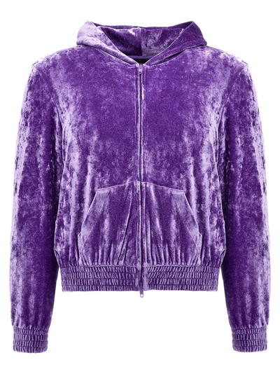 Balenciaga Sequin Velvet Hoodie Sweatshirt Purple