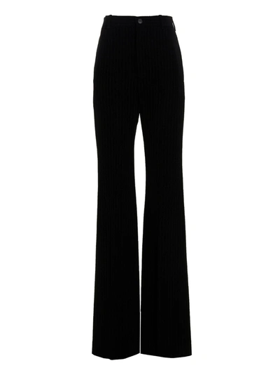 Balenciaga Twill Pin Stripe Pants In White/black