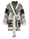 Alanui Icon Fringed Cashmere-jacquard Cardigan In Gray