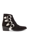 TOGA TOGA PULLA SUEDE BUCKLED BOOTIES IN BLACK SUEDE,TOGF-WZ5