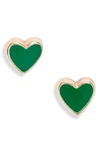 Anzie Enamel Heart Stud Earrings In Green