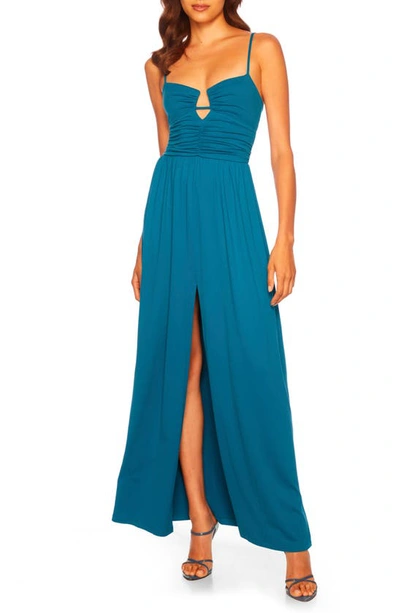 Susana Monaco Notched Neck Maxi Sundress In Sea