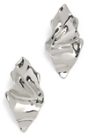 Alexis Bittar Crumpled Gold Small Post Earrings In Silver