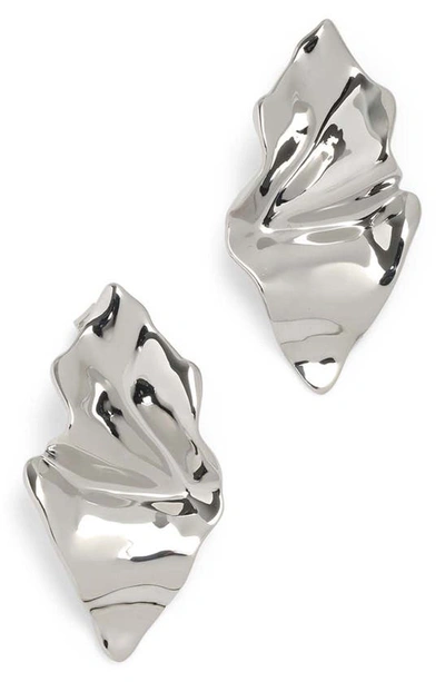 Alexis Bittar Crumpled Gold Small Post Earrings In Silver