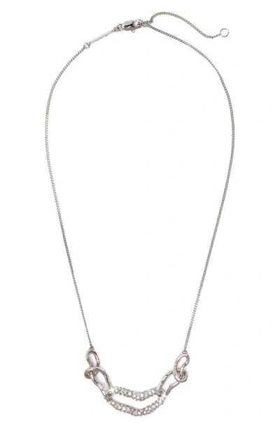 Alexis Bittar Solanales Pave Link Statement Necklace In Rhodium Plated, 16-18 In Silver