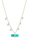 MEIRA T TURQUOISE BAR & DIAMOND NECKLACE
