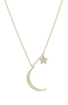 MEIRA T MOON & STAR DIAMOND PENDANT NECKLACE