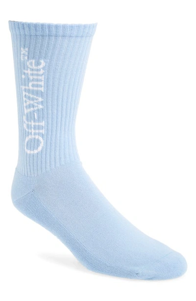 Off-white Bookish Big Logo Cotton Mid Calf Socks In Placid Blue