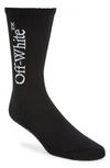Off-white Bookish Big Logo Cotton Mid Calf Socks In Black / White