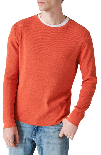 Lucky Brand Garment Dye Thermal T-shirt In Pure Pumpkin