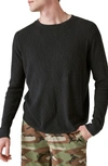 Lucky Brand Garment Dye Thermal T-shirt In Jet Black