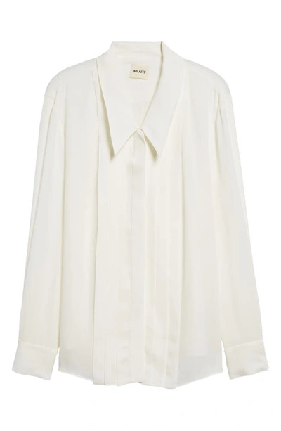 Khaite Dorian Pleated Button-front Top In Cream