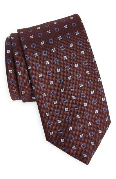Brioni Men's Woven Boxes And Squares Silk Tie In Redblue
