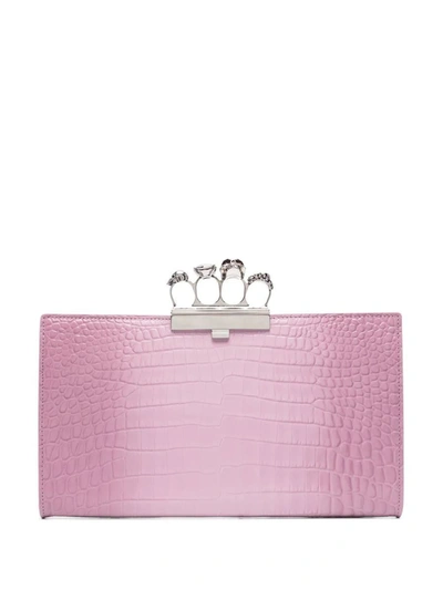 Alexander Mcqueen Signature Four-ring Clutch Bag In 粉色
