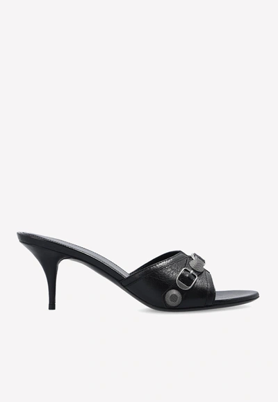 Balenciaga Cagole 90 Sandals In Leather In Black